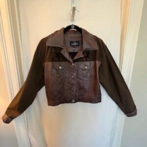 Western brown leather jacket – two-tone lace-up | Women’s Medium